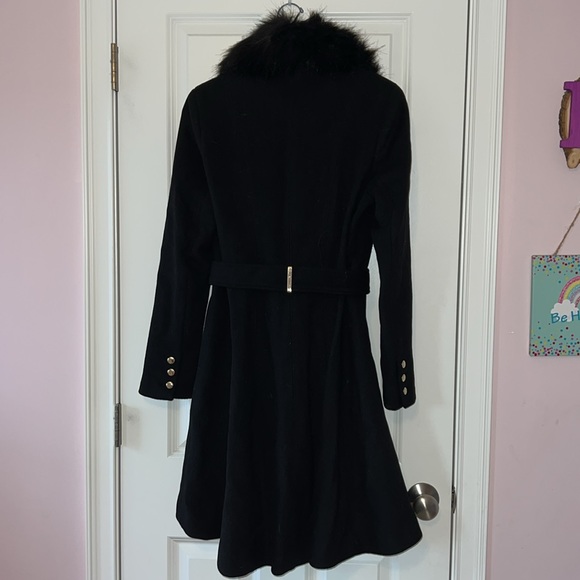 Calvin Klein Belted Faux Fur Collar Wool Coat - 8 - Picture 2 of 9